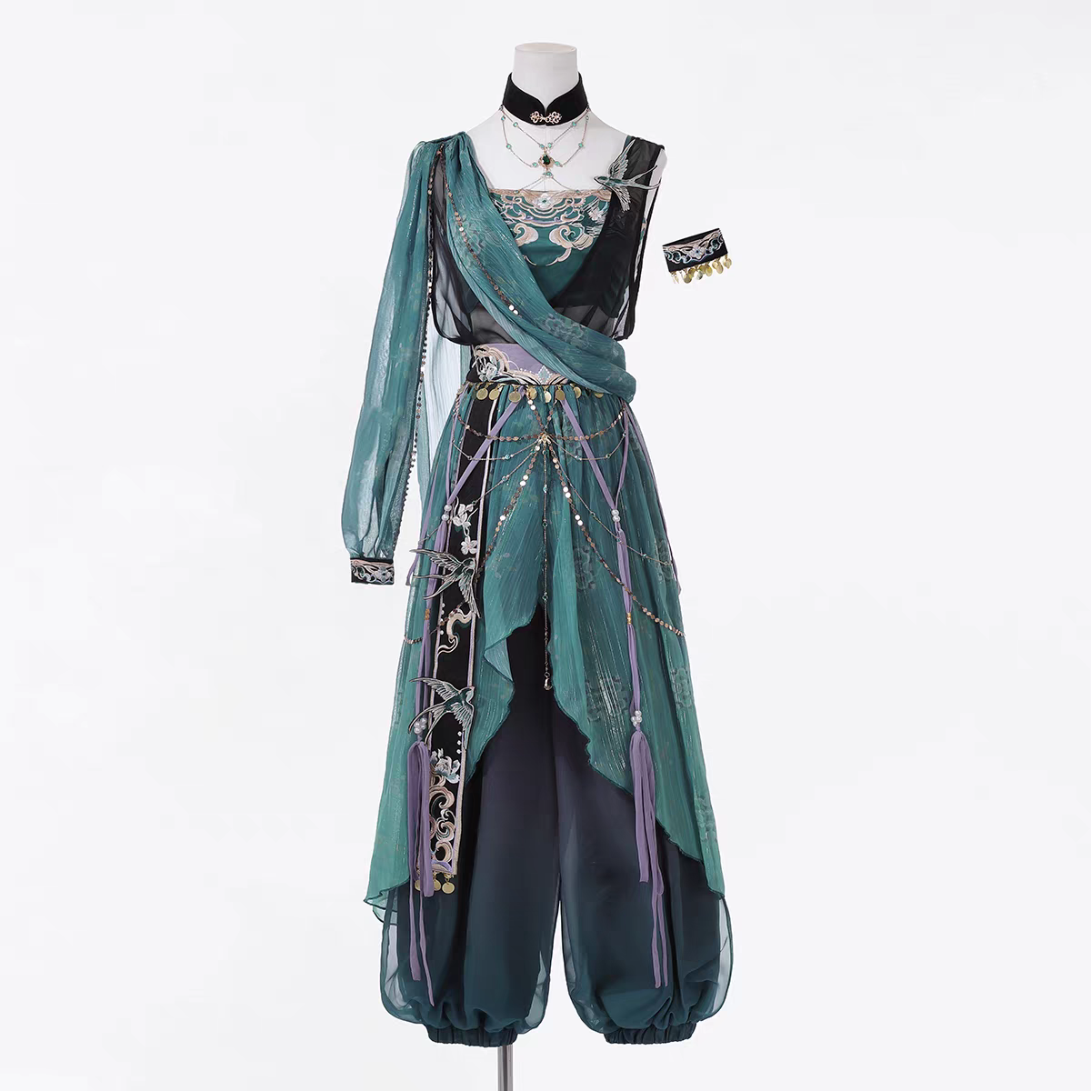 Hanfu-inspired Dunhuang Princess Costume Set — Exotic Western Regions Style with Outer Wrap, Tank Top & Lantern Pants