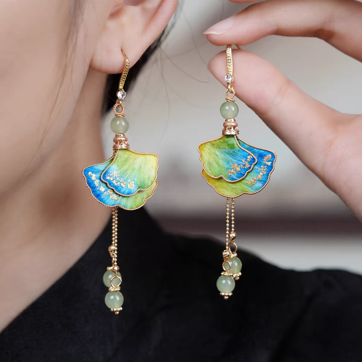 Chinese Ronghua Flower Earrings | Traditional Chinese Handmade Floral Earrings | Elegant Cultural Gift