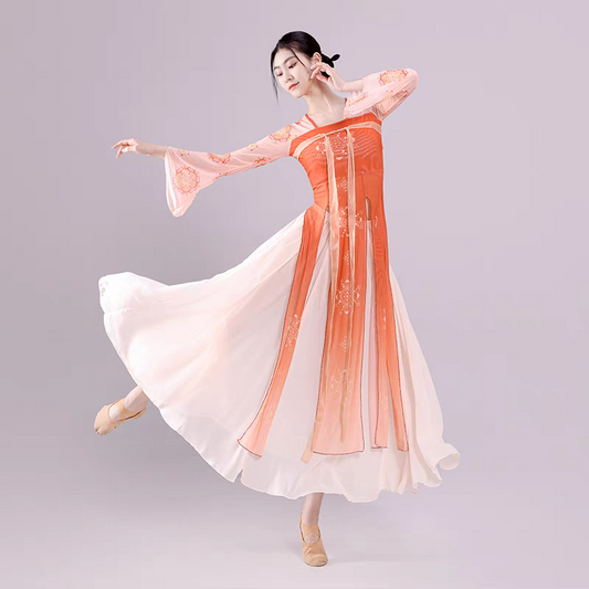 古典舞身韵纱衣女飘逸舞蹈服汉服裙练功服中国风艺考表演出服套装S-4XL