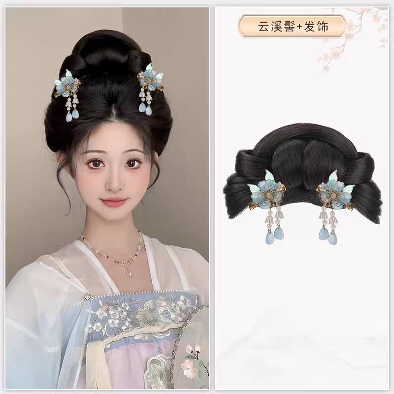Hanfu Wig Bun Hairpiece | Chinese Ancient Costume Hair Accessories, Bridal Updo Extension for Cosplay