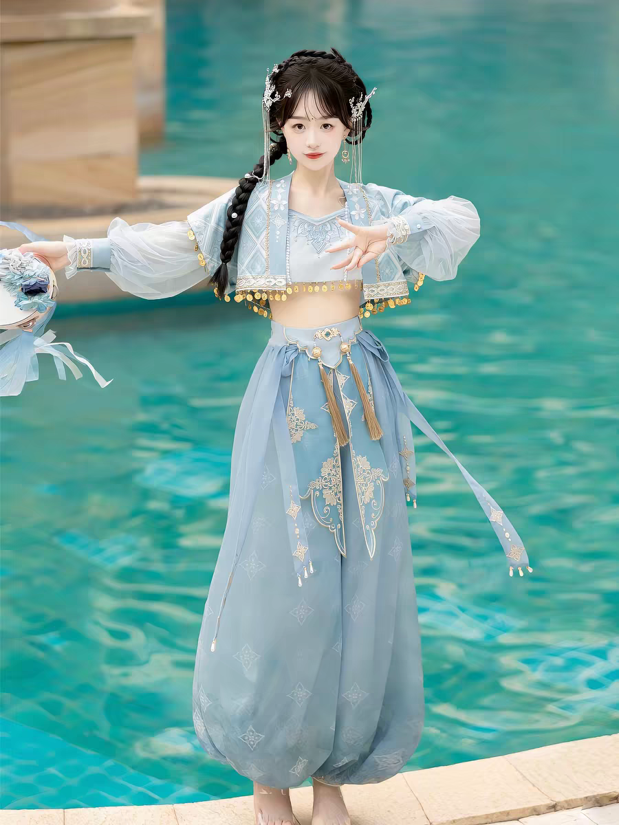 Hanfu Women's Summer Chinese-style Han-element Top — Dunhuang Flying Apsaras Western Regions Performance Costume