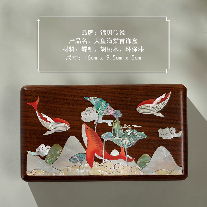 Mother-of-Pearl Inlay Jewelry Box – Handmade Lacquerware, Perfect Wedding Gift for Her
