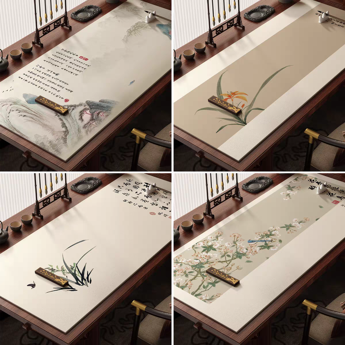 New Chinese style desk protector, 60*120cm新中式书桌保护垫60*120cm