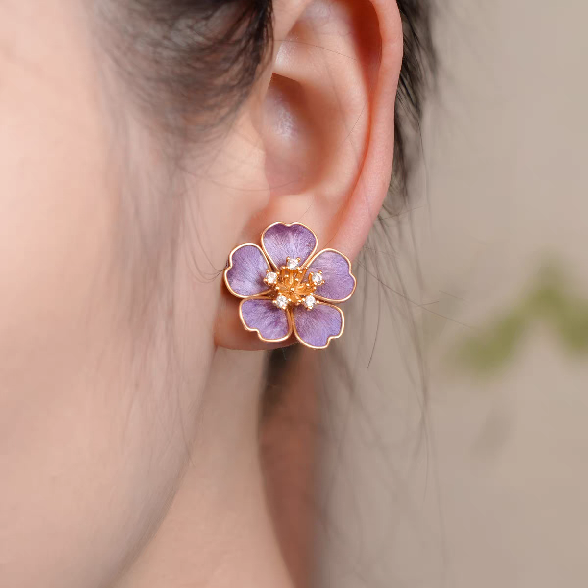 Chinese Ronghua Flower Earrings | Traditional Chinese Handmade Floral Earrings | Elegant Cultural Gift