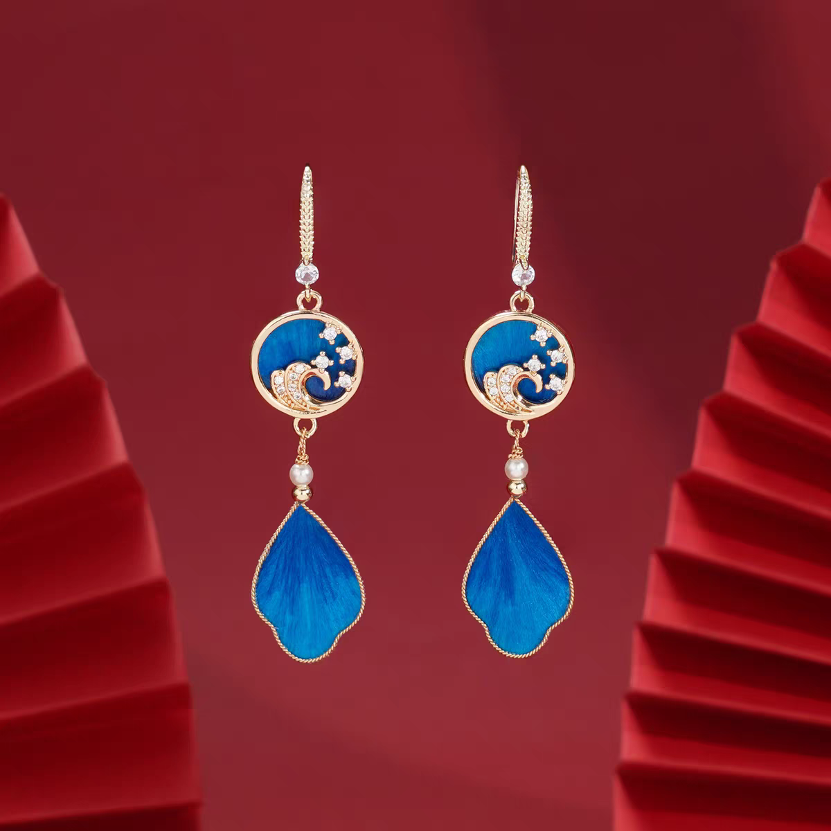 Chinese Ronghua Flower Earrings | Traditional Chinese Handmade Floral Earrings | Elegant Cultural Gift