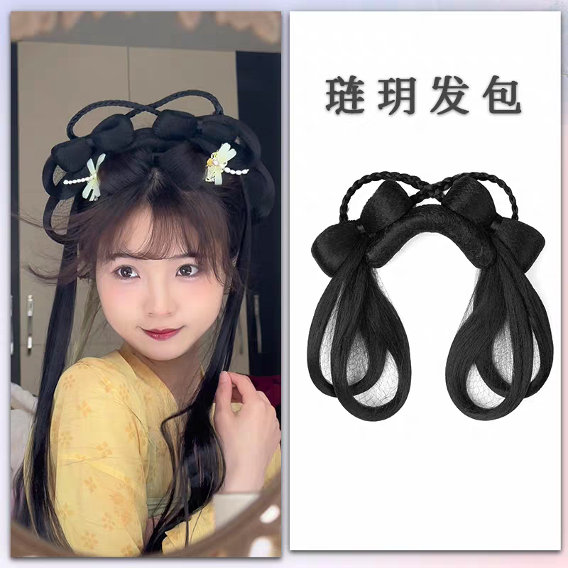 Hanfu Wig Bun Hairpiece | Chinese Ancient Costume Hair Accessories, Bridal Updo Extension for Cosplay