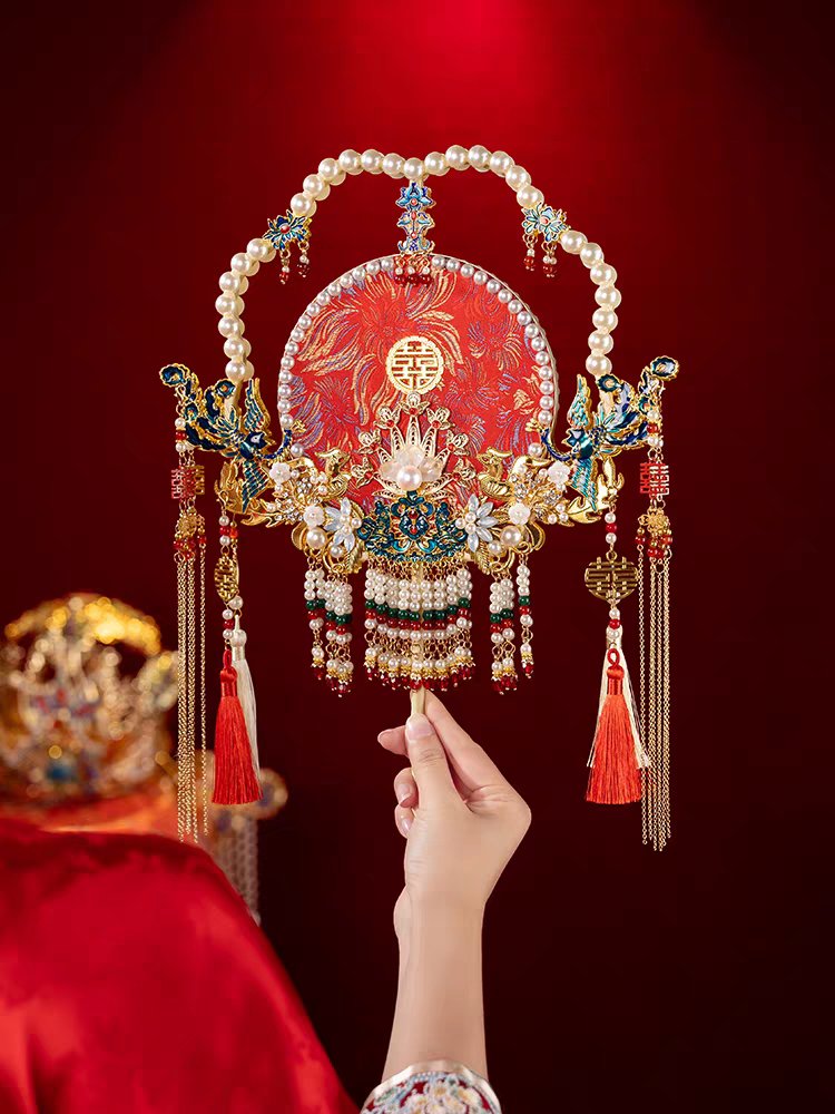 Double Happiness Wedding Fan – Traditional Chinese Bridal Fan, Perfect for Gifting