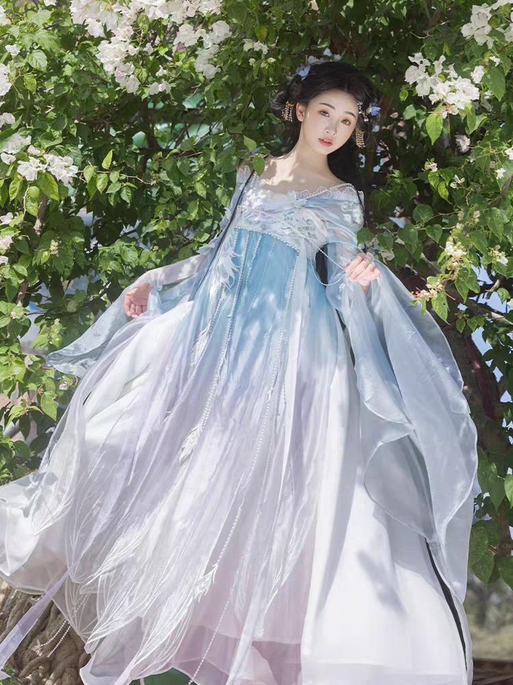 Ethereal Embroidered Chest-High Hanfu Skirt Set (Han-Element)