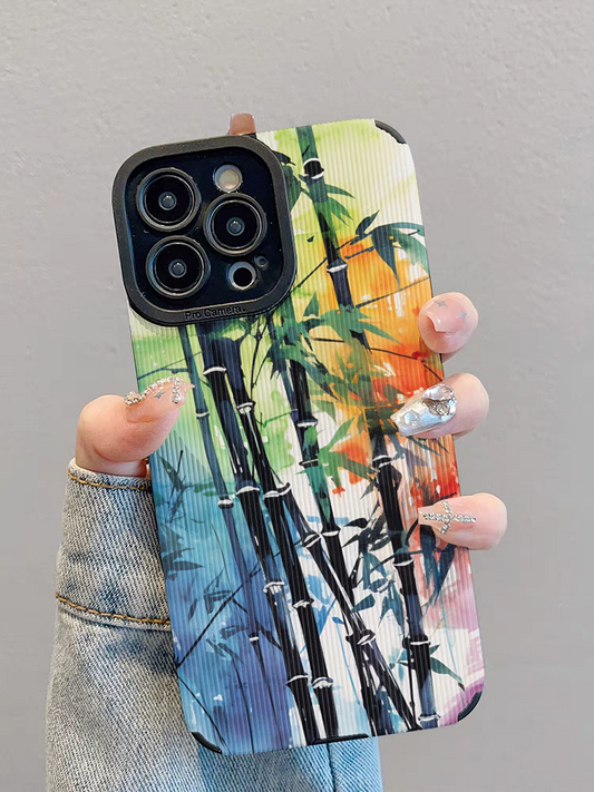 Colorful bamboo phone case