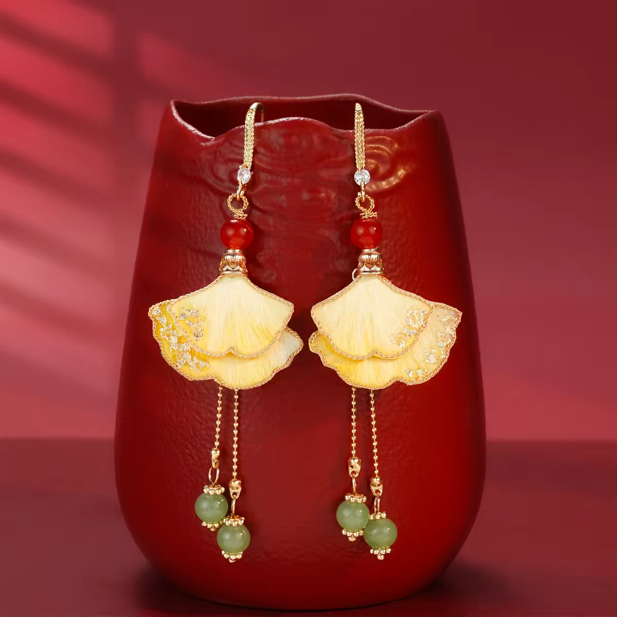 Chinese Ronghua Flower Earrings | Traditional Chinese Handmade Floral Earrings | Elegant Cultural Gift