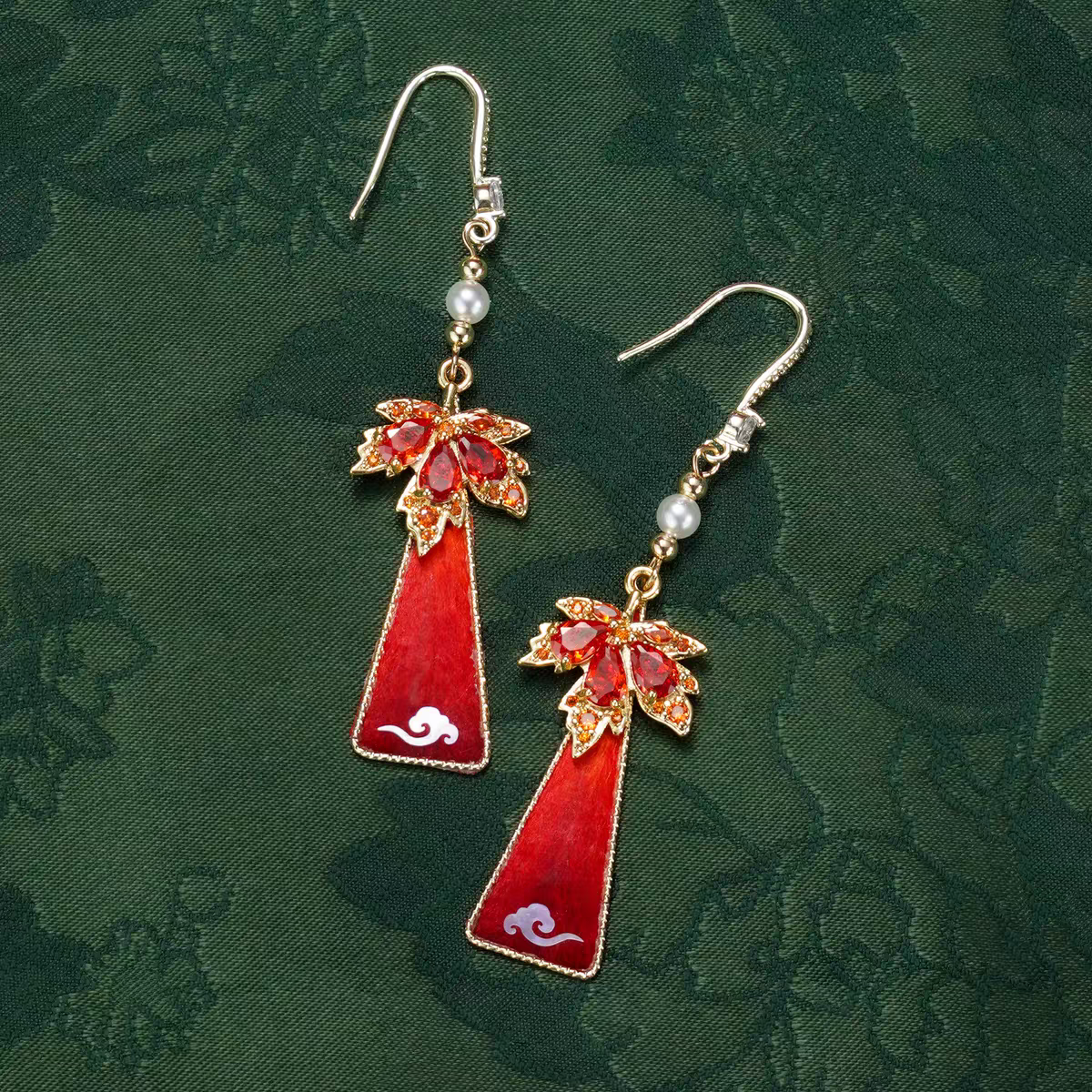Chinese Ronghua Flower Earrings | Traditional Chinese Handmade Floral Earrings | Elegant Cultural Gift