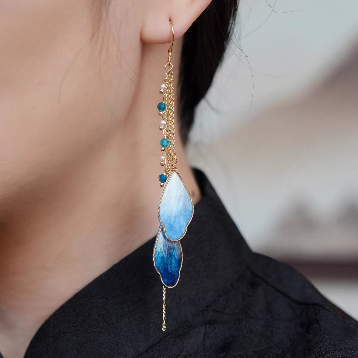Chinese Ronghua Flower Earrings | Traditional Chinese Handmade Floral Earrings | Elegant Cultural Gift