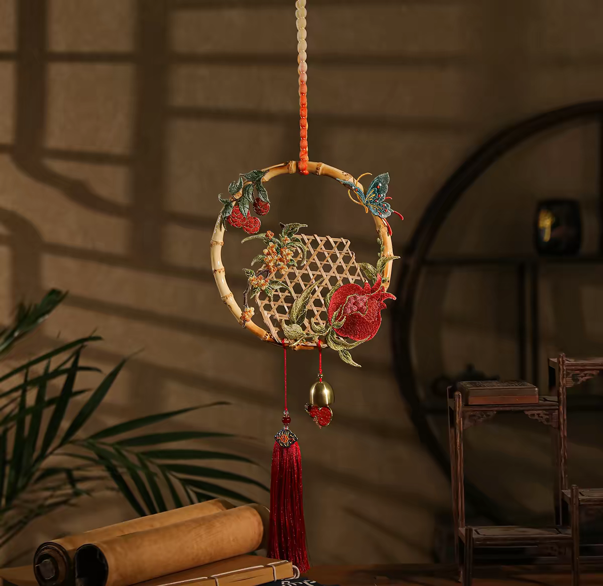 Mid-Autumn Festival Bamboo Door Hanging | Handmade Chinese Ornament