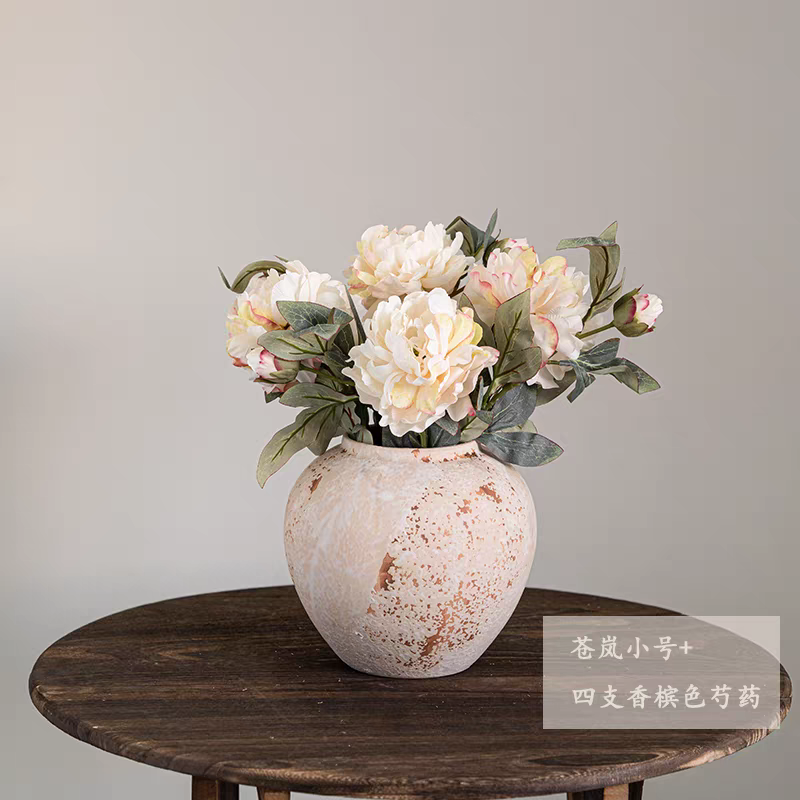 中古侘寂风插花摆件