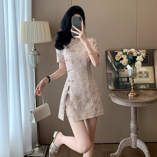 Modern Chinese Cheongsam Two-Piece Set – New Chinese Style Outfit | International Shipping (S-XL)