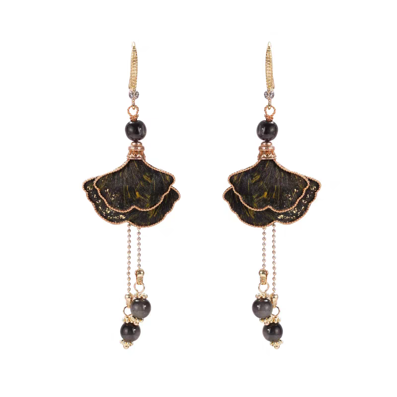 Chinese Ronghua Flower Earrings | Traditional Chinese Handmade Floral Earrings | Elegant Cultural Gift