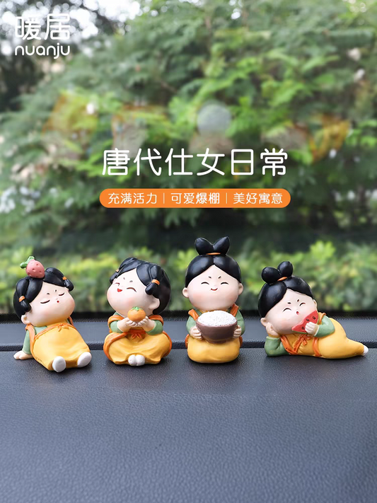 Complete set of Tang Dynasty court lady figurines in a national style