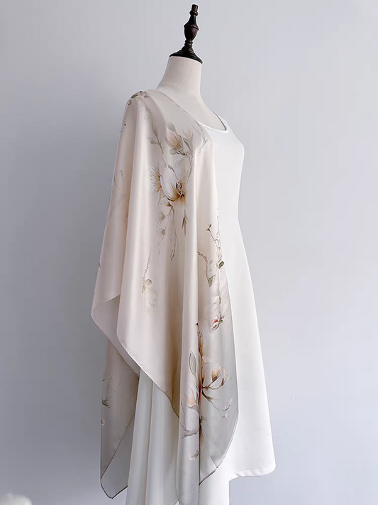 Guofeng Silk Scarf – Traditional Chinese Print Scarf for Hanfu, Qipao & Daily Wear