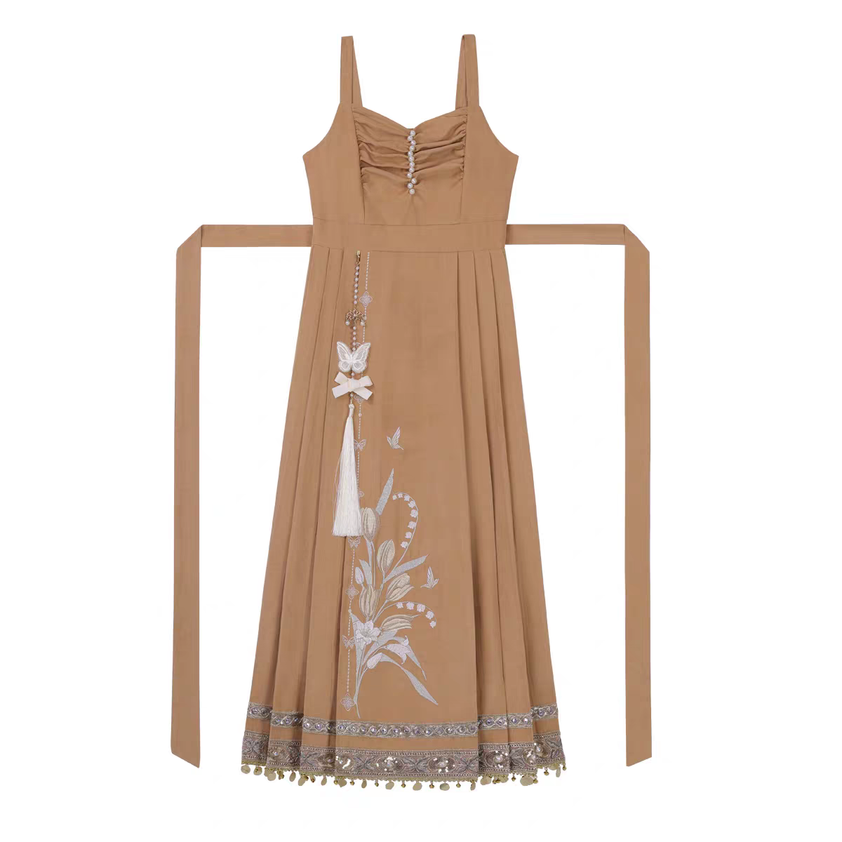 Modernized Hanfu-inspired dress with Chinese motifs