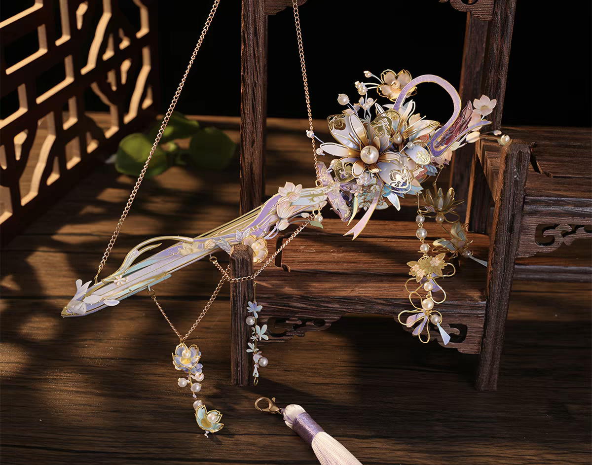Chinese Hanfu Sword Hairpin 3D Metal DIY Puzzle Model – Traditional Hair Accessory Gift