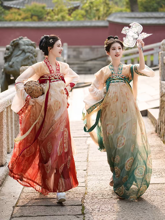 Tang Dynasty style half-sleeved high-chest Hanfu唐制半臂齐胸衫裙汉服XS-XL