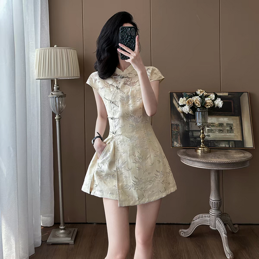 Modern Chinese Cheongsam Two Piece Set – New Chinese Style Outfit | International Shipping 新中式旗袍裤装两件套S-XL