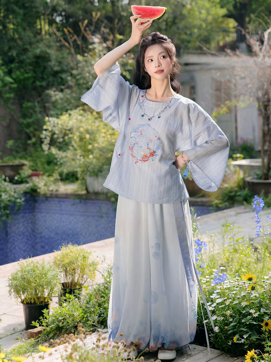 Song Dynasty Hanfu Pants – Summer Daily Wear, Breezy Wide‑Leg Pants for Hot Weather