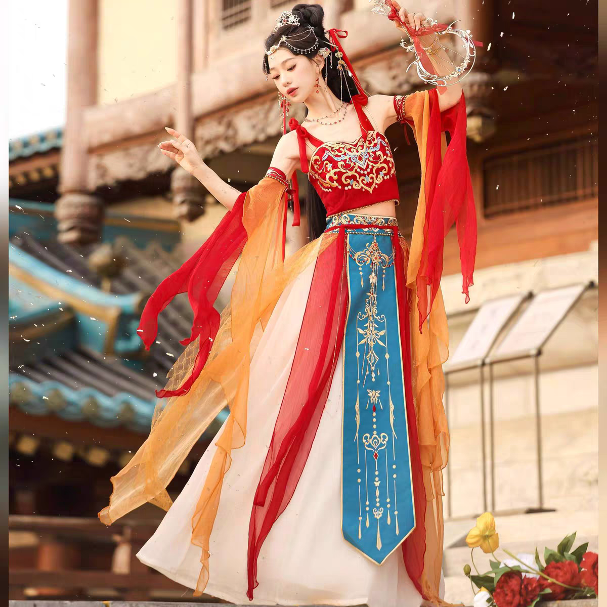 Dunhuang Exotic-style Han-element Ethereal Dance Costume — Flattering, Flowing, Embroidered, Ancient-style