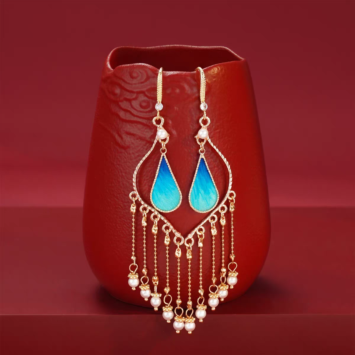 Chinese Ronghua Flower Earrings | Traditional Chinese Handmade Floral Earrings | Elegant Cultural Gift