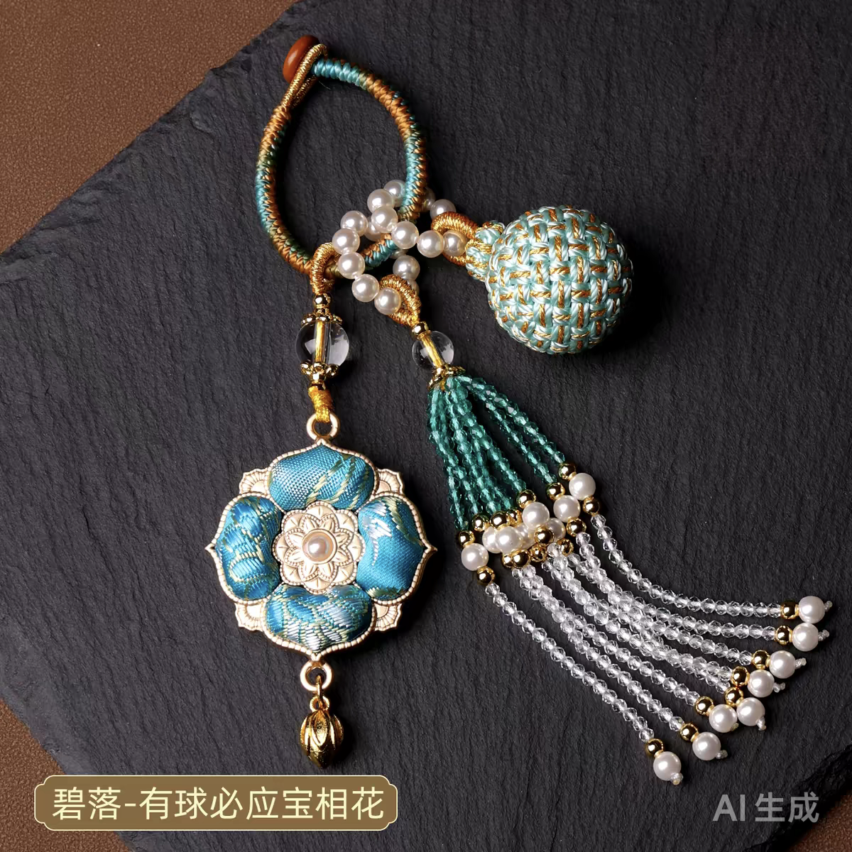 Song Brocade Treasure Flower Tassel Pendant – Chinese Silk Car Hanging, Keychain & Bag Charm