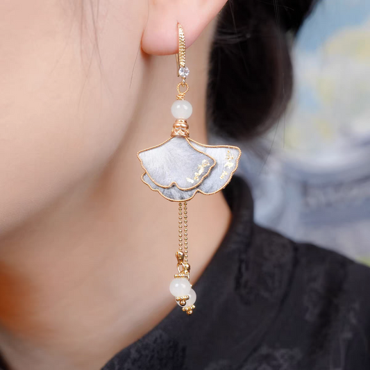 Boucles d'oreilles chinoises Fleur Ronghua | Boucles d'oreilles florales traditionnelles chinoises faites à la main | Cadeau culturel élégant