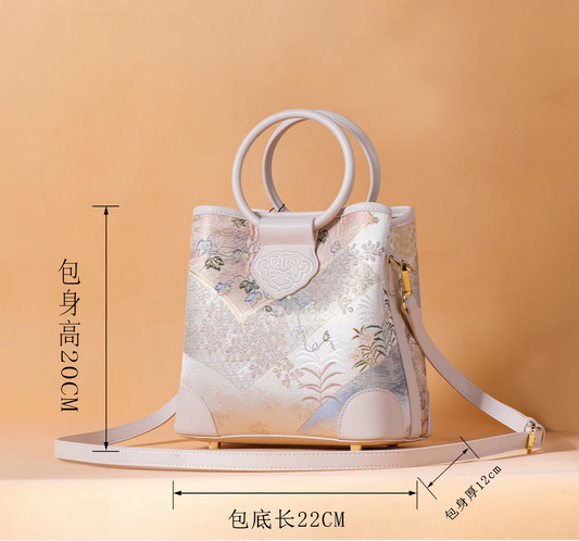 Song Brocade Silk Handbag (宋锦) | Chinese Intangible Cultural Heritage Inspired Elegant Tote Bag