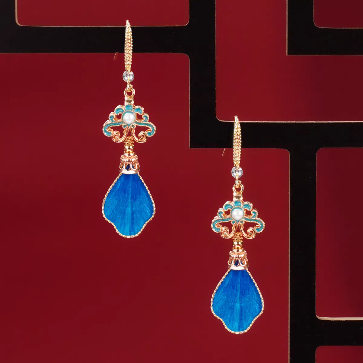 Chinese Ronghua Flower Earrings | Traditional Chinese Handmade Floral Earrings | Elegant Cultural Gift