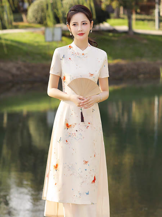 QiPao新中式改良旗袍夏季年轻款女国风连衣裙M-4XL