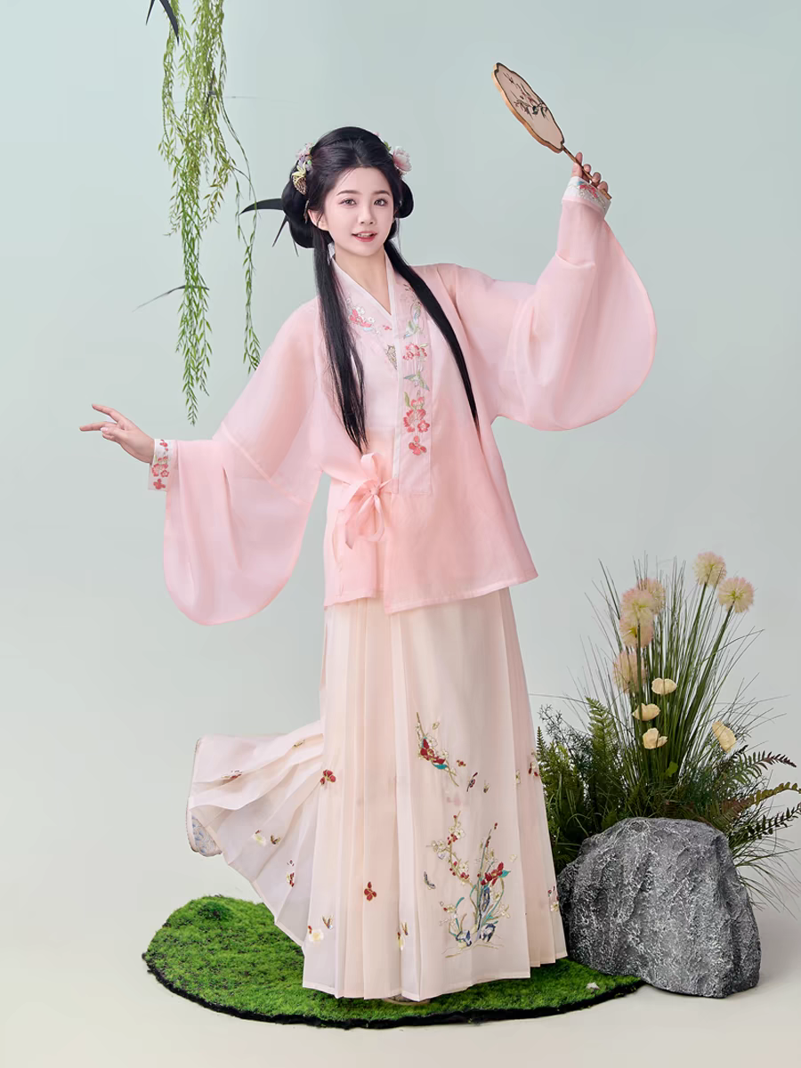 Hanfu Matching set Mamian skirt and a cross-collar top S-4XL