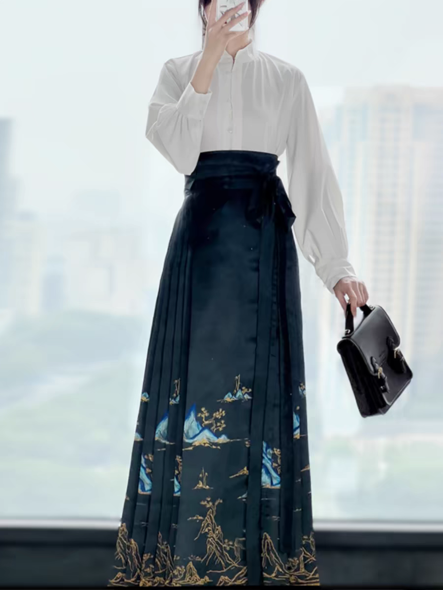 立领马面裙配套S-XL hanfu horse face skirt