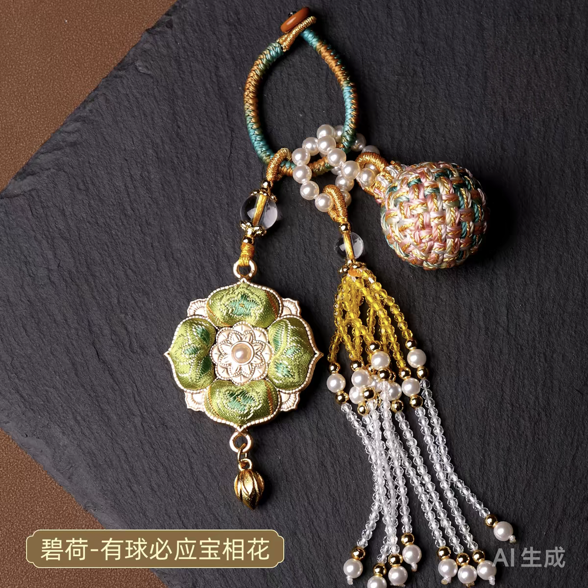 Song Brocade Treasure Flower Tassel Pendant – Chinese Silk Car Hanging, Keychain & Bag Charm