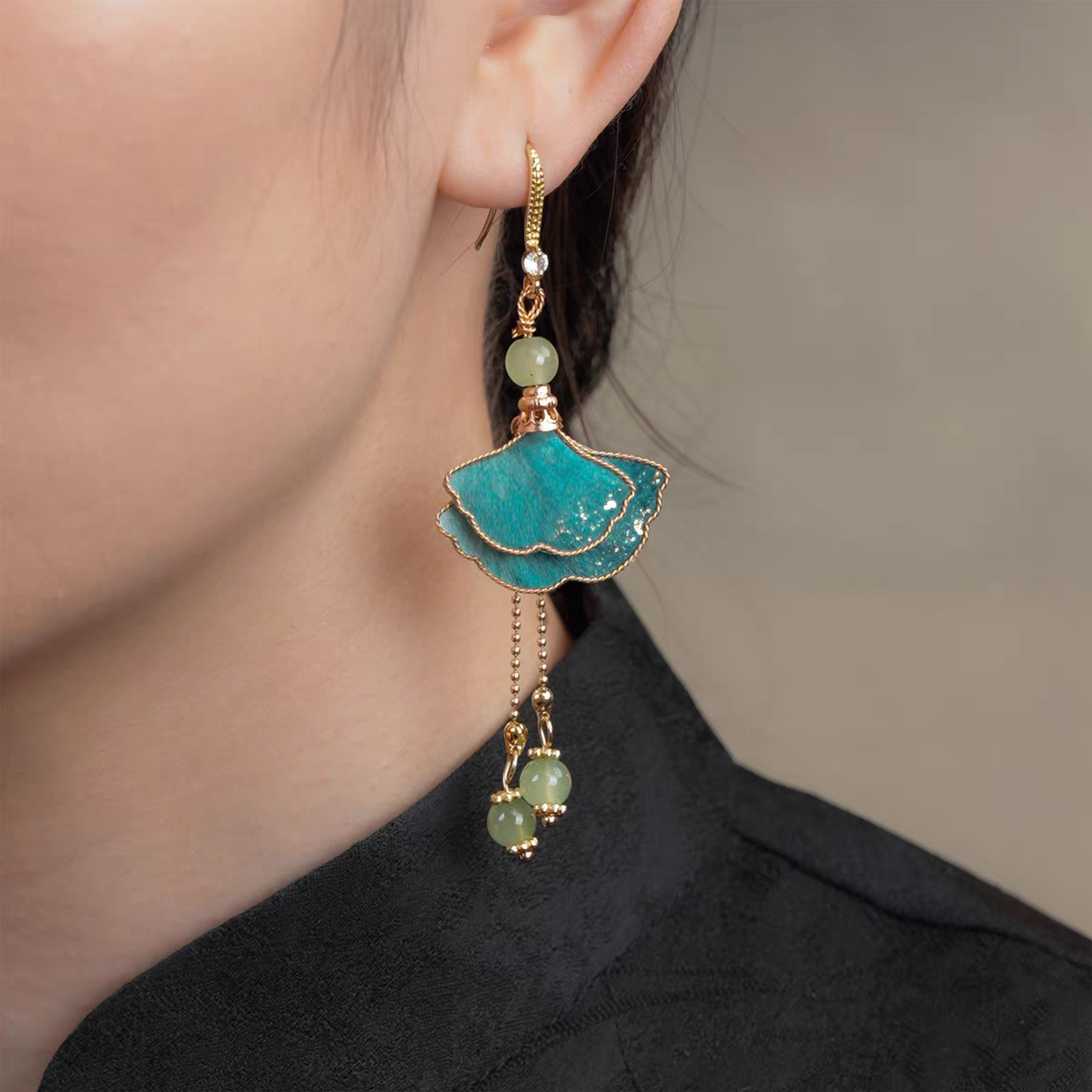 Chinese Ronghua Flower Earrings | Traditional Chinese Handmade Floral Earrings | Elegant Cultural Gift
