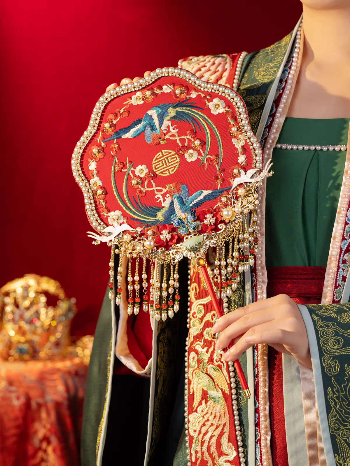 Double Happiness Wedding Fan – Traditional Chinese Bridal Fan, Perfect for Gifting