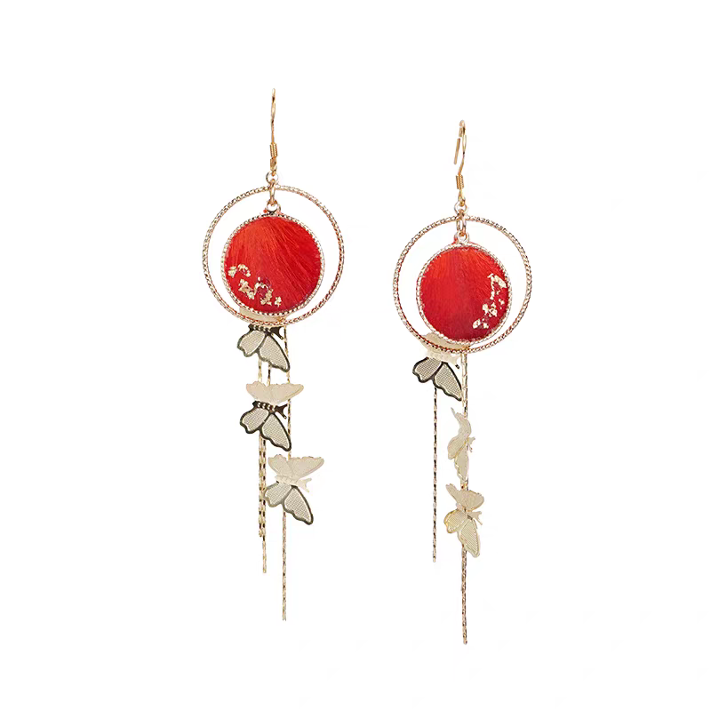Chinese Ronghua Flower Earrings | Traditional Chinese Handmade Floral Earrings | Elegant Cultural Gift