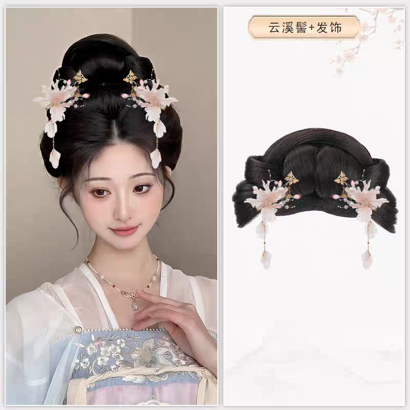 Hanfu Wig Bun Hairpiece | Chinese Ancient Costume Hair Accessories, Bridal Updo Extension for Cosplay