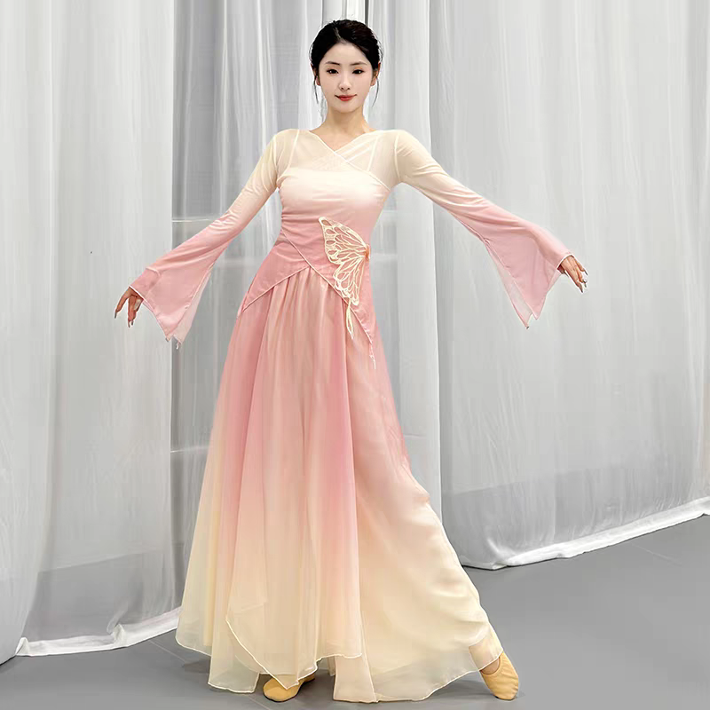 古典舞服装飘逸身韵渐变蝴蝶纱衣练功服仙气形体服裙裤舞蹈演出服S-4XL