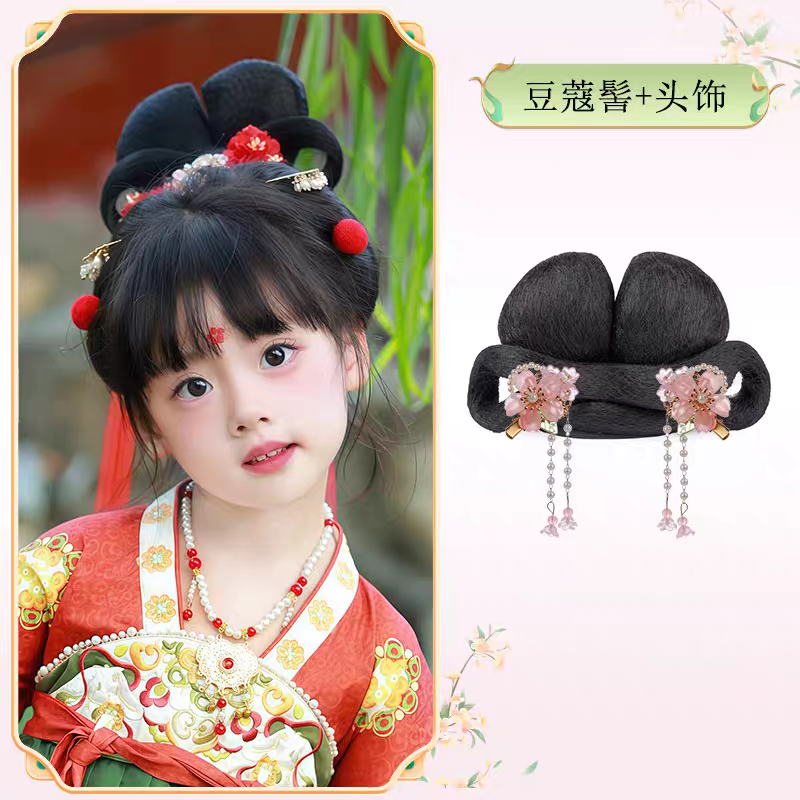 Hanfu Wig Bun Hairpiece | Chinese Ancient Costume Hair Accessories, Bridal Updo Extension for Cosplay