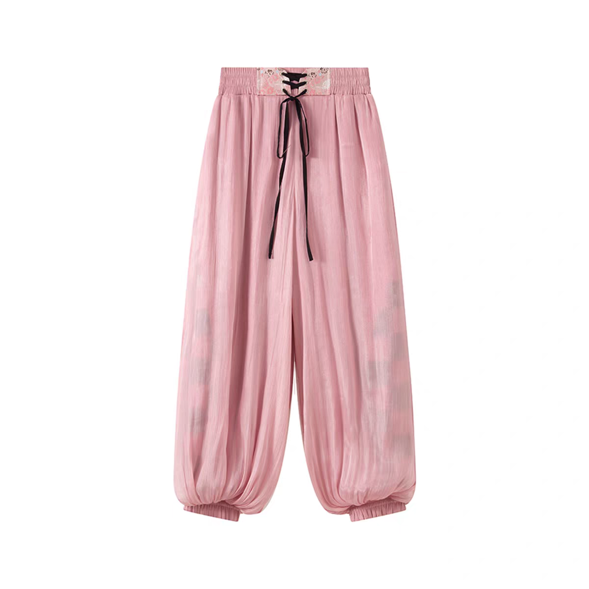 Summer Sweet & Cool Chinese-Style Short-Sleeve Top + Embroidered Cami + Lantern Pants Set