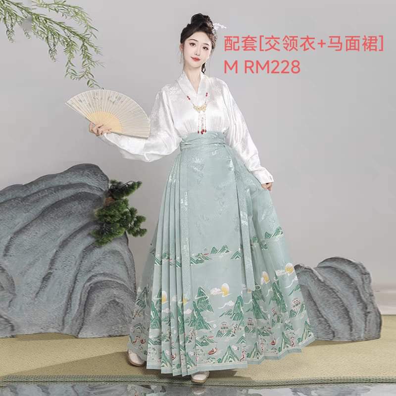 马来西亚汉服现货大码马面裙现货Ready stock hanfu horse face skirt