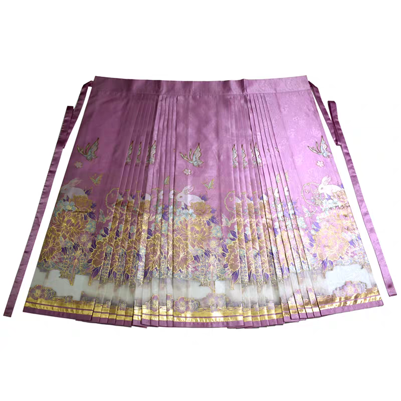 Traditional Ming-Style Hanfu Outfit with a Stand Collar Long Robe and Mamian Skirt （Pre order 45days）