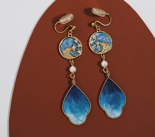 No Piercing Chinese Style Ronghua Velvet Flower Earrings