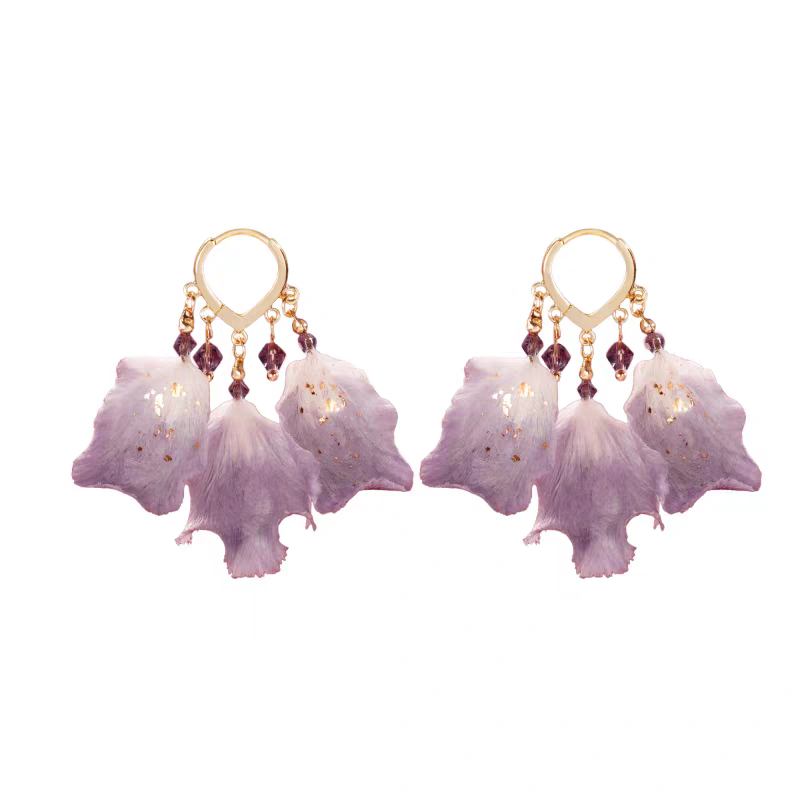 Chinese Ronghua Flower Earrings | Traditional Chinese Handmade Floral Earrings | Elegant Cultural Gift