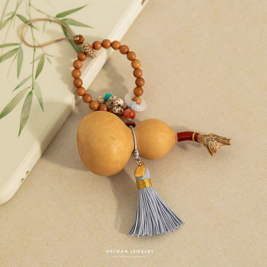 Natural gourd phone key pendant, car accessory, backpack ornament, small car interior decoration
