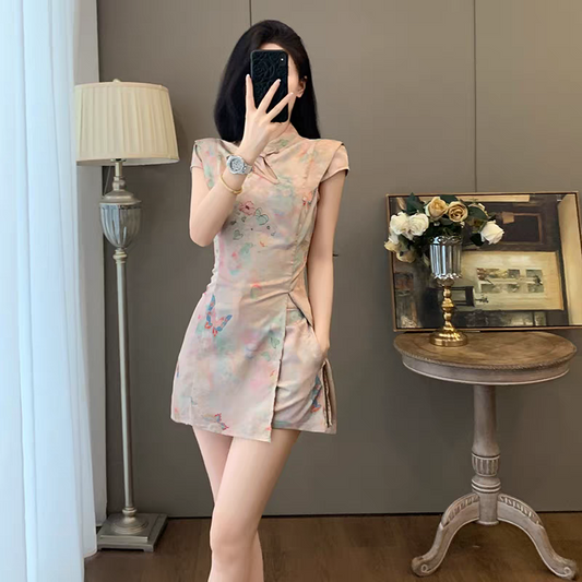 Modern Chinese Cheongsam Two Piece Set – New Chinese Style Outfit | International Shipping 新中式旗袍裤装两件套S-XL
